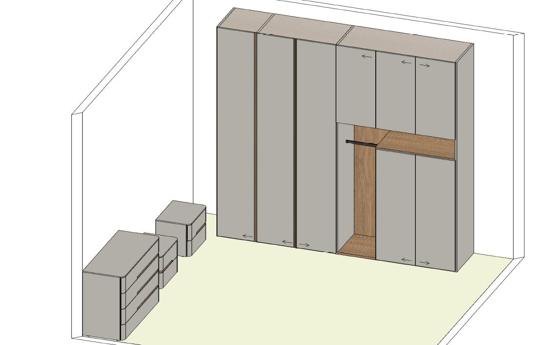 Armadio Tandem SL con Comò e 2 Comodini - esposizione MM1