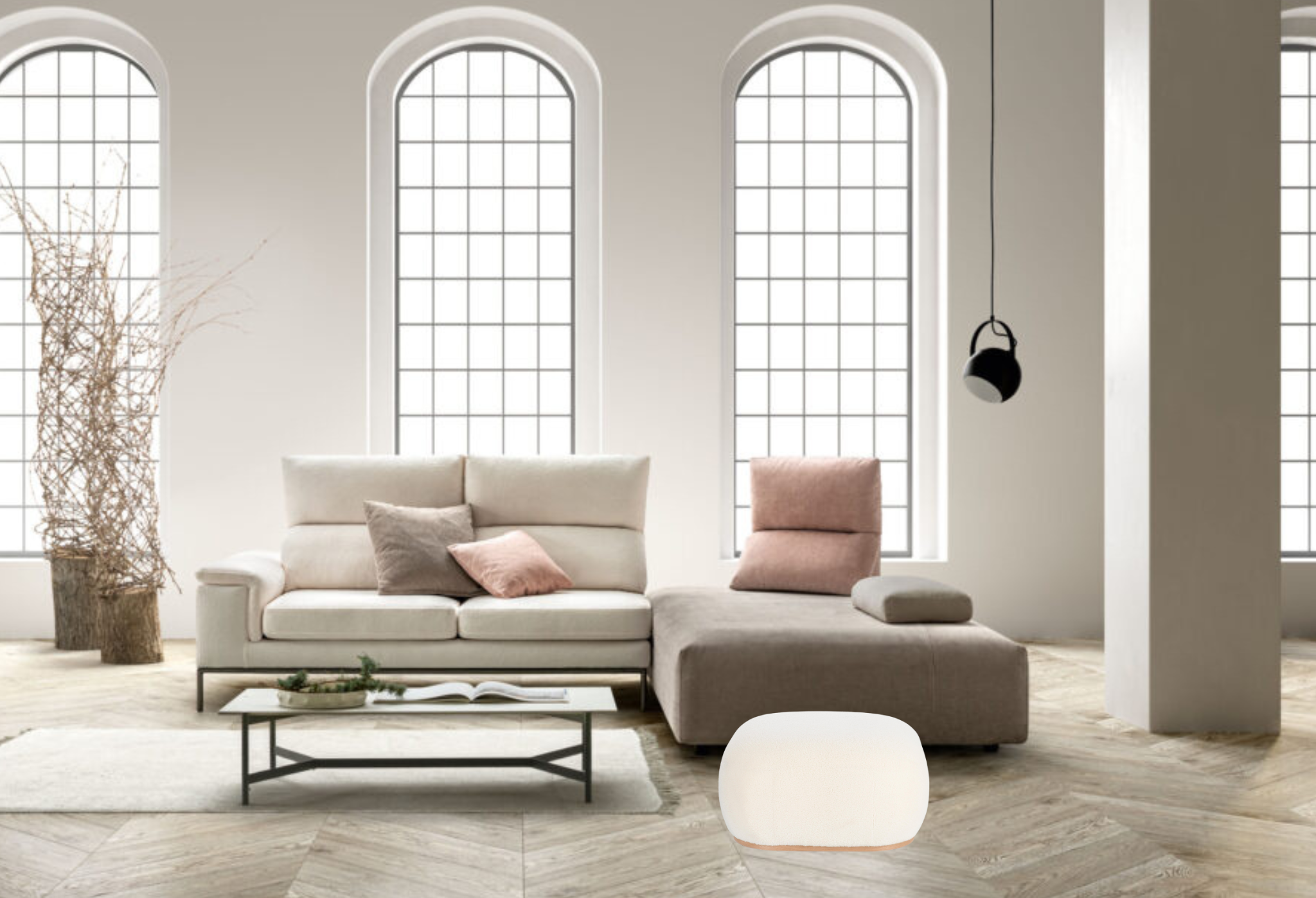 Pouf Elegante Tessuto Lana ambiente