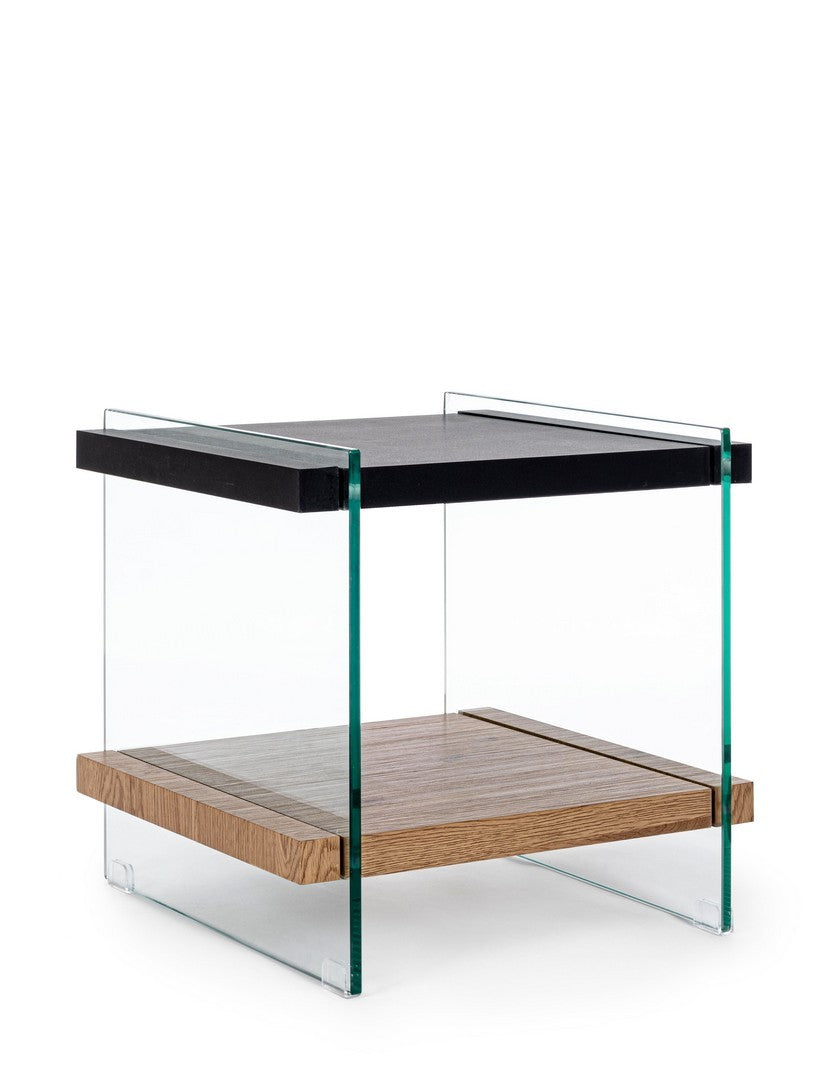 Tavolino Minimal Effetto Legno e Vetro
