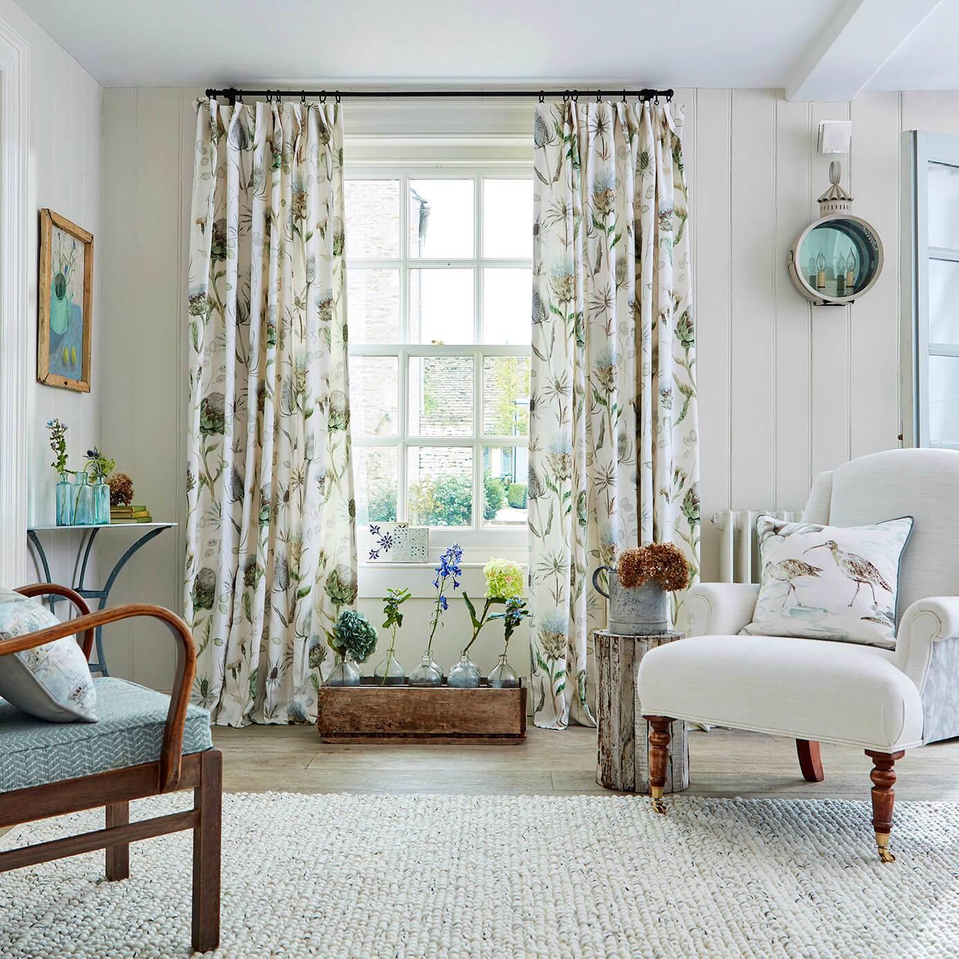 Tessuto Sanderson Thistle Garden - Brand_Sanderson, Fantasia_Natura, Uso_Rivestimento cuscini, Uso_Rivestimento poltrone, Uso_Tende - Tessuti - Sanderson