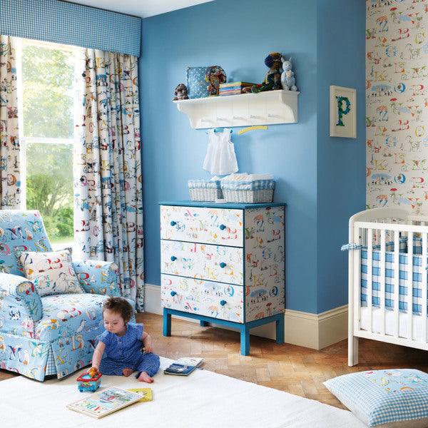 Tessuto Sanderson Alphabet Zoo Embroidery - Brand_Sanderson, Fantasia_Fantasia, Uso_Rivestimento cuscini, Uso_Tende - Tessuti - Sanderson