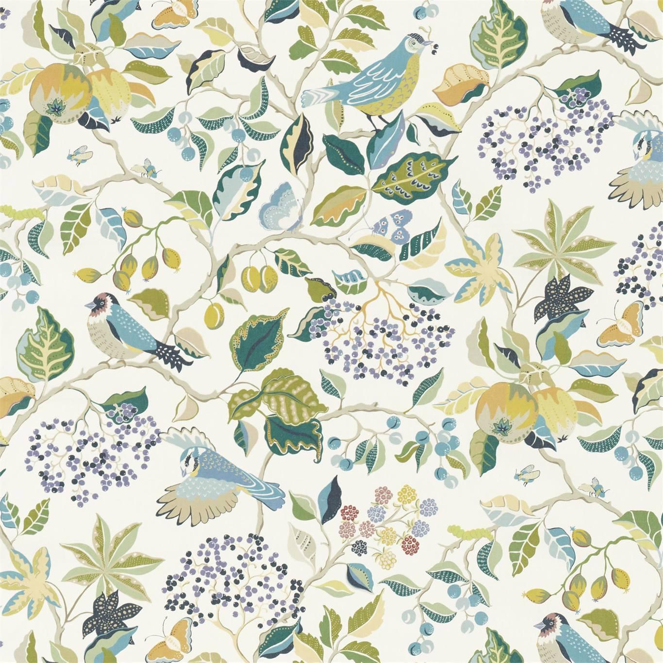 Tessuto Sanderson Birds and Berries - Brand_Sanderson, Fantasia_Natura, Uso_Rivestimento cuscini, Uso_Rivestimento poltrone, Uso_Tende - Tessuti - Sanderson