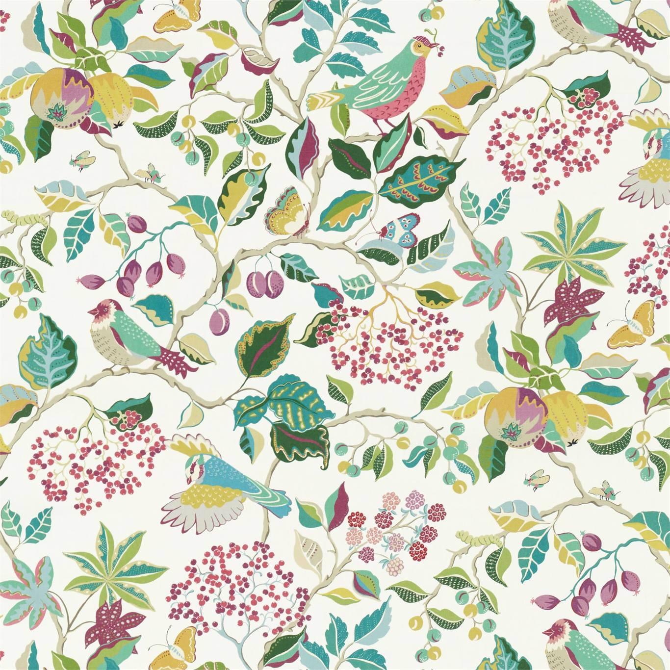 Tessuto Sanderson Birds and Berries - Brand_Sanderson, Fantasia_Natura, Uso_Rivestimento cuscini, Uso_Rivestimento poltrone, Uso_Tende - Tessuti - Sanderson