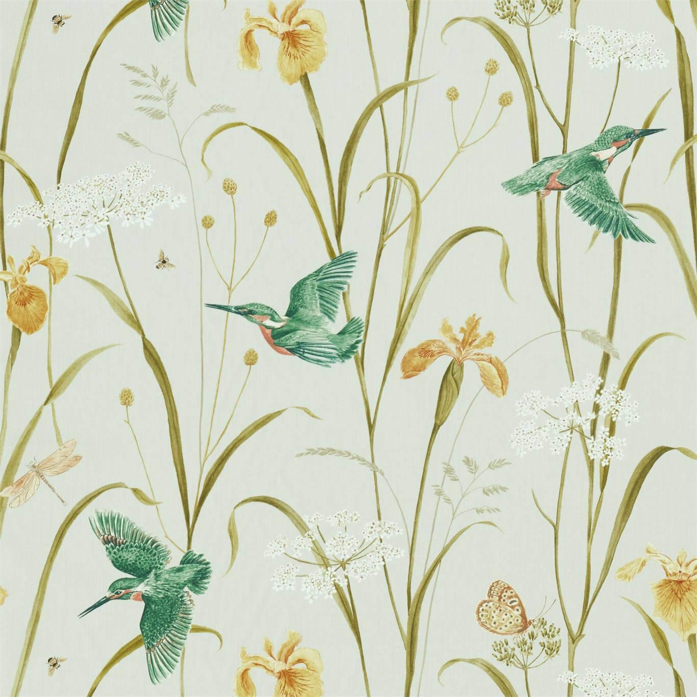 Tessuto Sanderson Kingfisher & Iris - Brand_Sanderson, Fantasia_Natura, Uso_Rivestimento cuscini, Uso_Rivestimento poltrone, Uso_Tende - Tessuti - Sanderson
