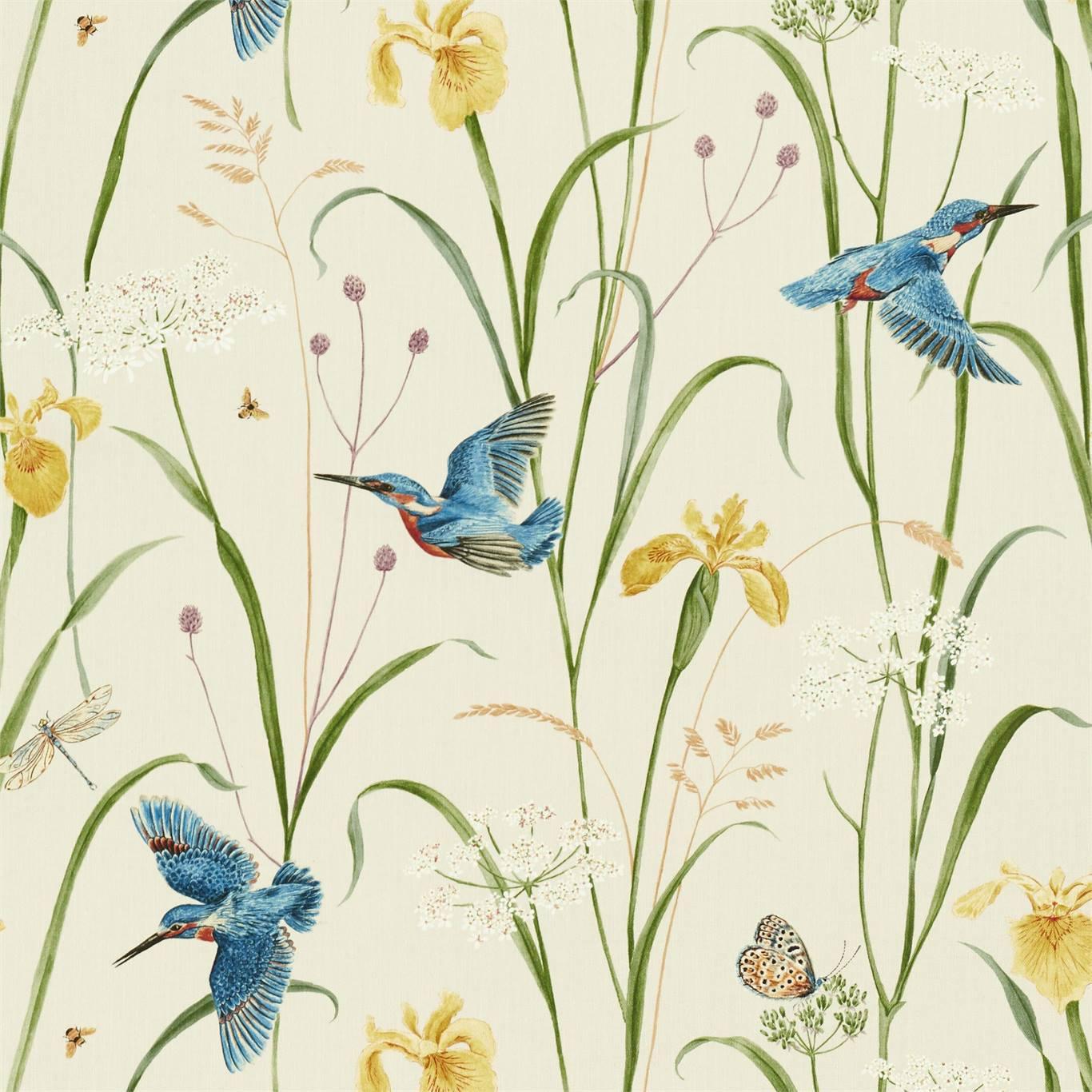 Tessuto Sanderson Kingfisher & Iris - Brand_Sanderson, Fantasia_Natura, Uso_Rivestimento cuscini, Uso_Rivestimento poltrone, Uso_Tende - Tessuti - Sanderson