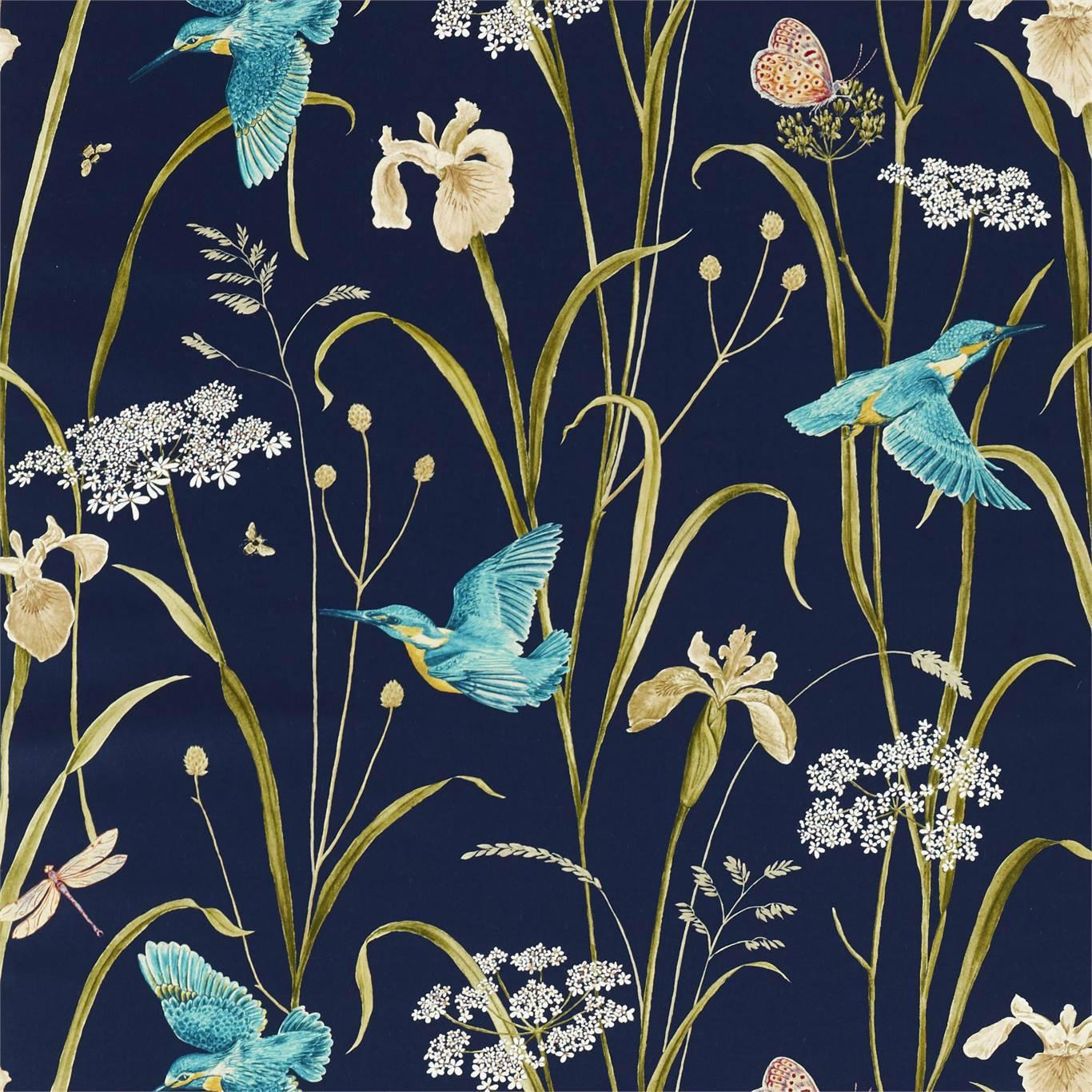 Tessuto Sanderson Kingfisher & Iris - Brand_Sanderson, Fantasia_Natura, Uso_Rivestimento cuscini, Uso_Rivestimento poltrone, Uso_Tende - Tessuti - Sanderson