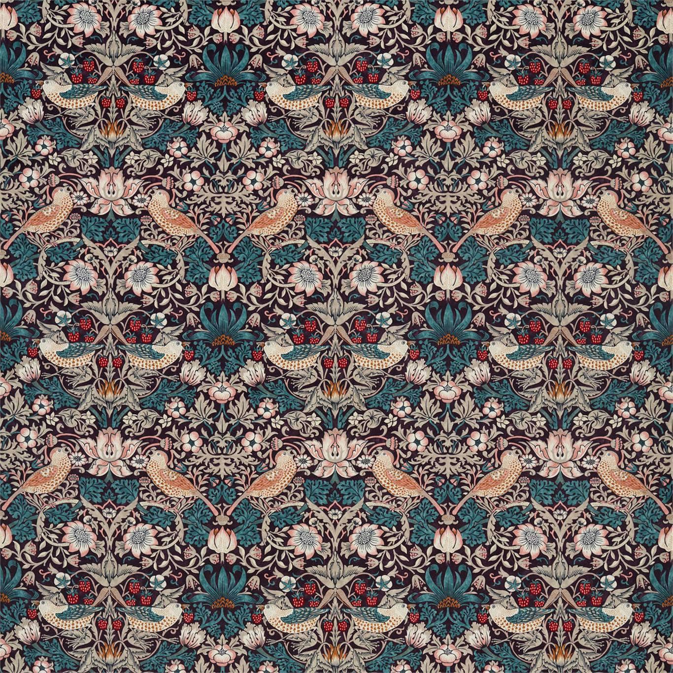 Tessuto Morris Strawberry Thief Velvet - Brand_Morris, Fantasia_Natura, Uso_Rivestimento cuscini, Uso_Rivestimento poltrone, Uso_Tende - Tessuti - Morris