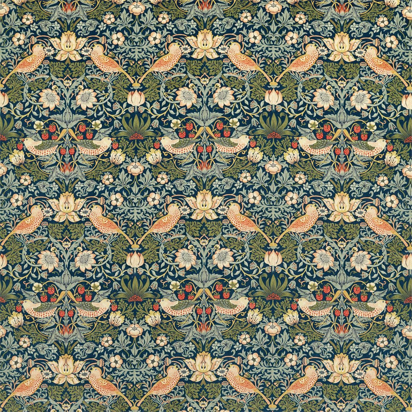 Tessuto Morris Strawberry Thief Velvet - Brand_Morris, Fantasia_Natura, Uso_Rivestimento cuscini, Uso_Rivestimento poltrone, Uso_Tende - Tessuti - Morris
