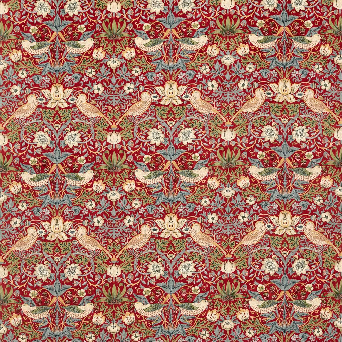 Tessuto Morris Strawberry Thief Velvet - Brand_Morris, Fantasia_Natura, Uso_Rivestimento cuscini, Uso_Rivestimento poltrone, Uso_Tende - Tessuti - Morris