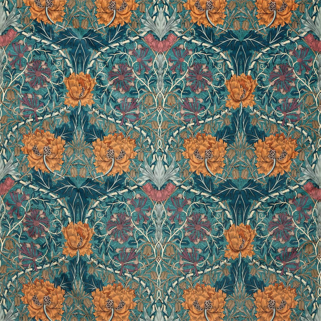 Tessuto Morris Honeysuckle and Tulip Velvet - Brand_Morris, Fantasia_Fantasia, Uso_Rivestimento cuscini, Uso_Rivestimento poltrone, Uso_Tende - Tessuti - Morris