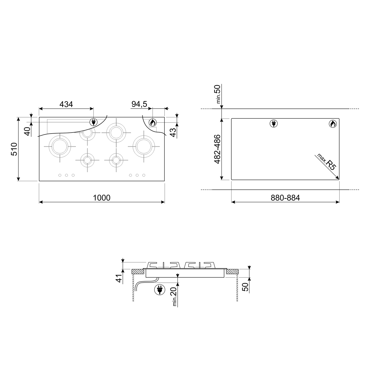 Piano cottura SMEG Dolce Stil Novo 100 cm Uccellini - Brand_Smeg, Tipologia_Piano cottura - Elettrodomestici da incasso - Smeg