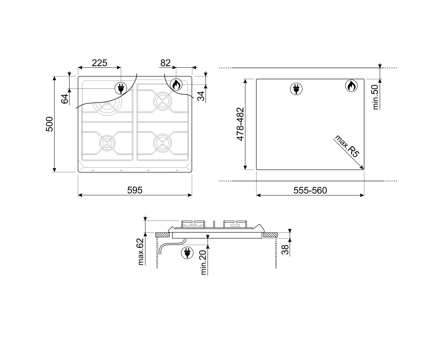 Piano cottura Victoria SMEG SR964 - Brand_Smeg, Tipologia_Piano cottura - Elettrodomestici da incasso - Smeg