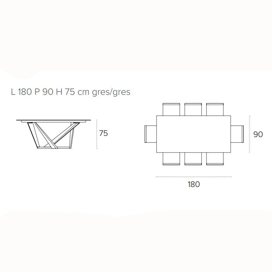 Tavolo Bridge 180 - Caratteristiche_Non allungabile, Forma_Rettangolare, struttura metallo, top gres porcellanato - Tavoli - Mobilmarket