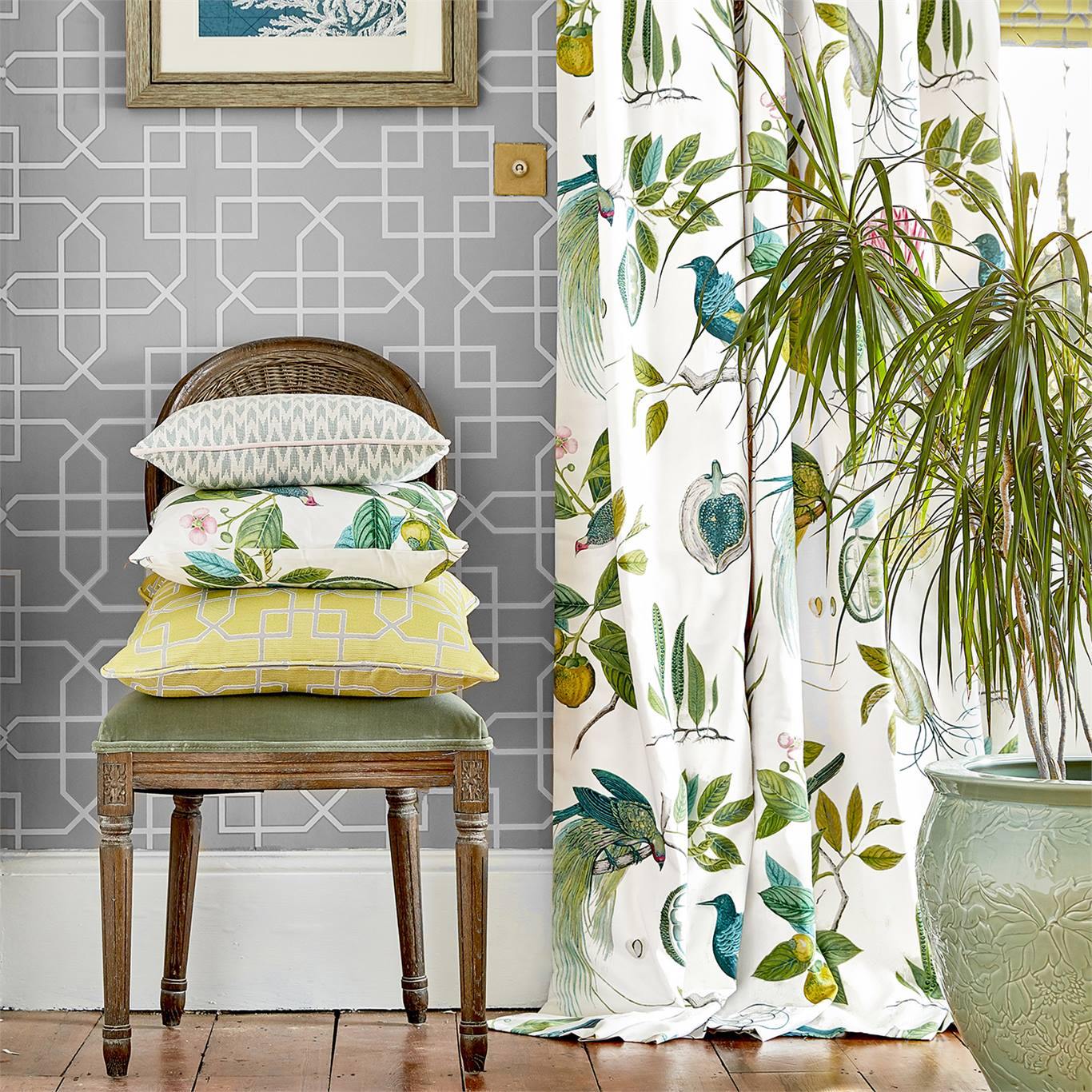 Carta da Parati Sanderson Hampton Trellis - Brand_Sanderson, Fantasia_Geometrica - Carte da parati - Sanderson