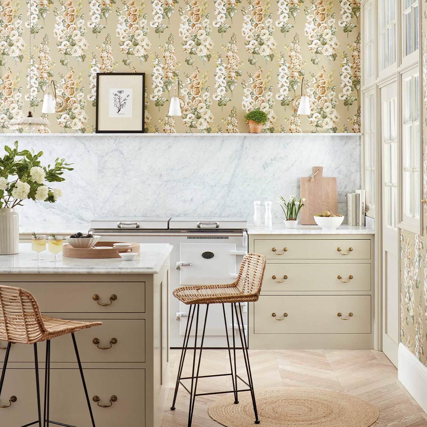 Carta da Parati Sanderson Hollyhocks - Brand_Sanderson, Fantasia_Fantasia - Carte da parati - Sanderson