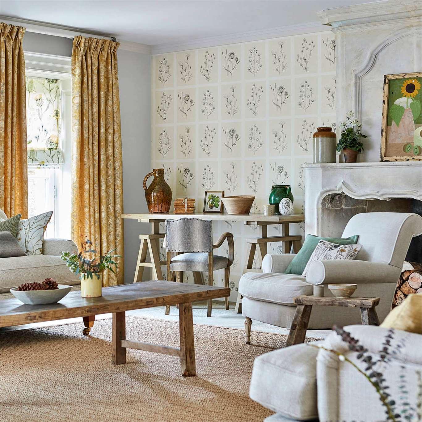 Carta da parati Sanderson Little Thistles - Brand_Sanderson, Fantasia_Natura - Carte da parati - Sanderson