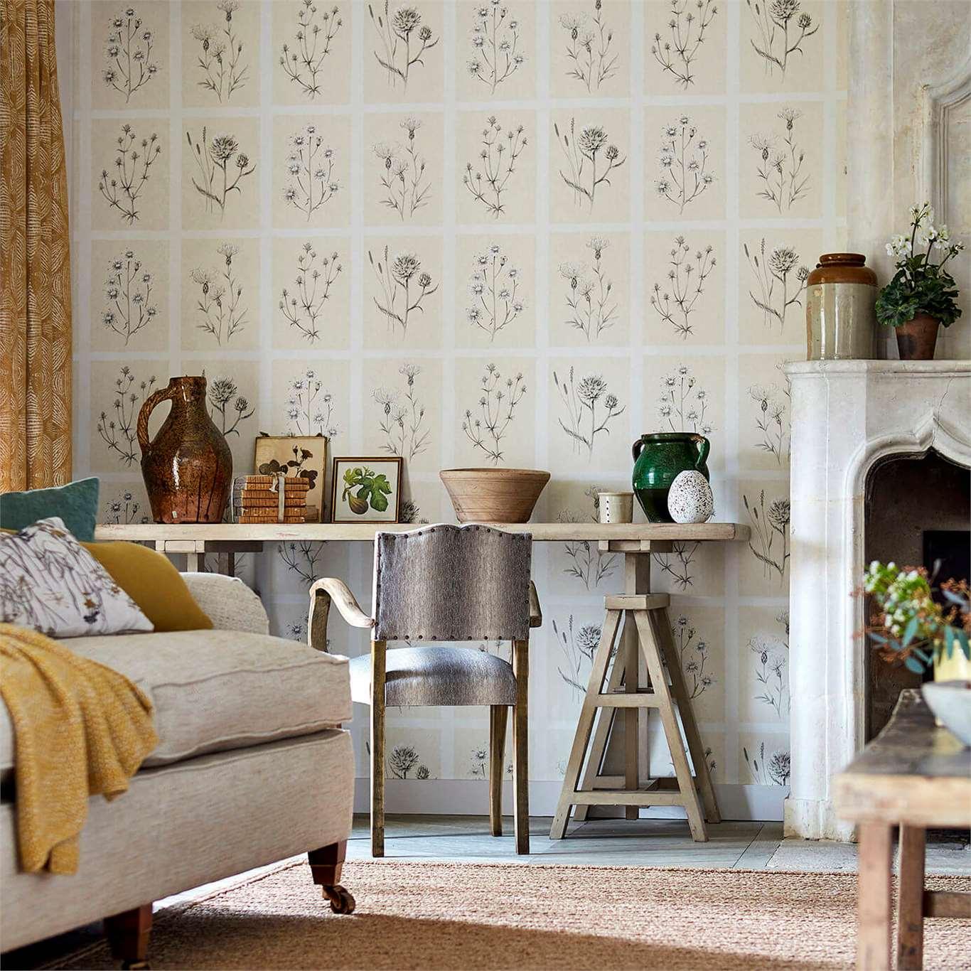 Carta da parati Sanderson Little Thistles - Brand_Sanderson, Fantasia_Natura - Carte da parati - Sanderson