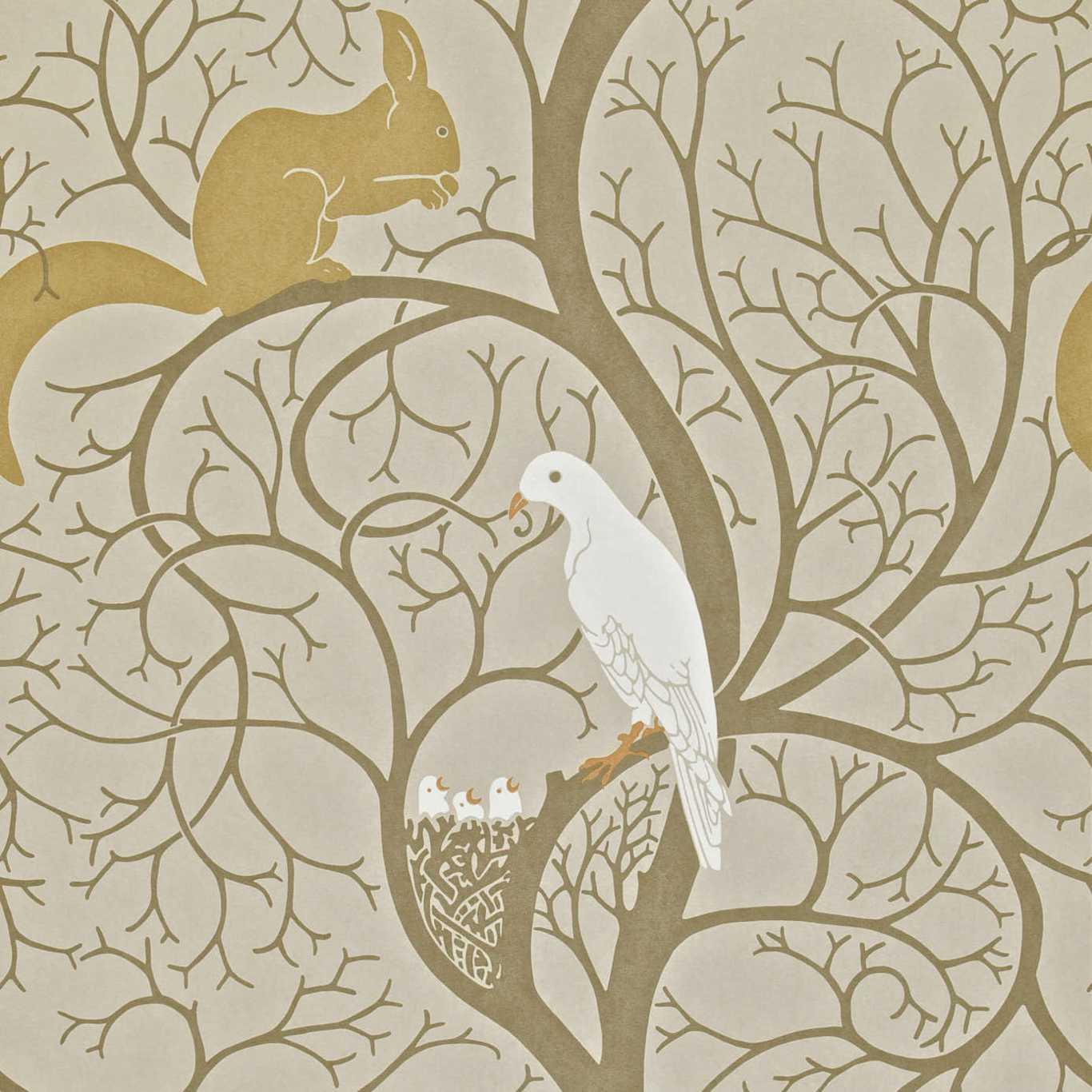 Carta da Parati Sanderson Squirrel & Dove - Brand_Sanderson, Fantasia_Fantasia - Carte da parati - Sanderson