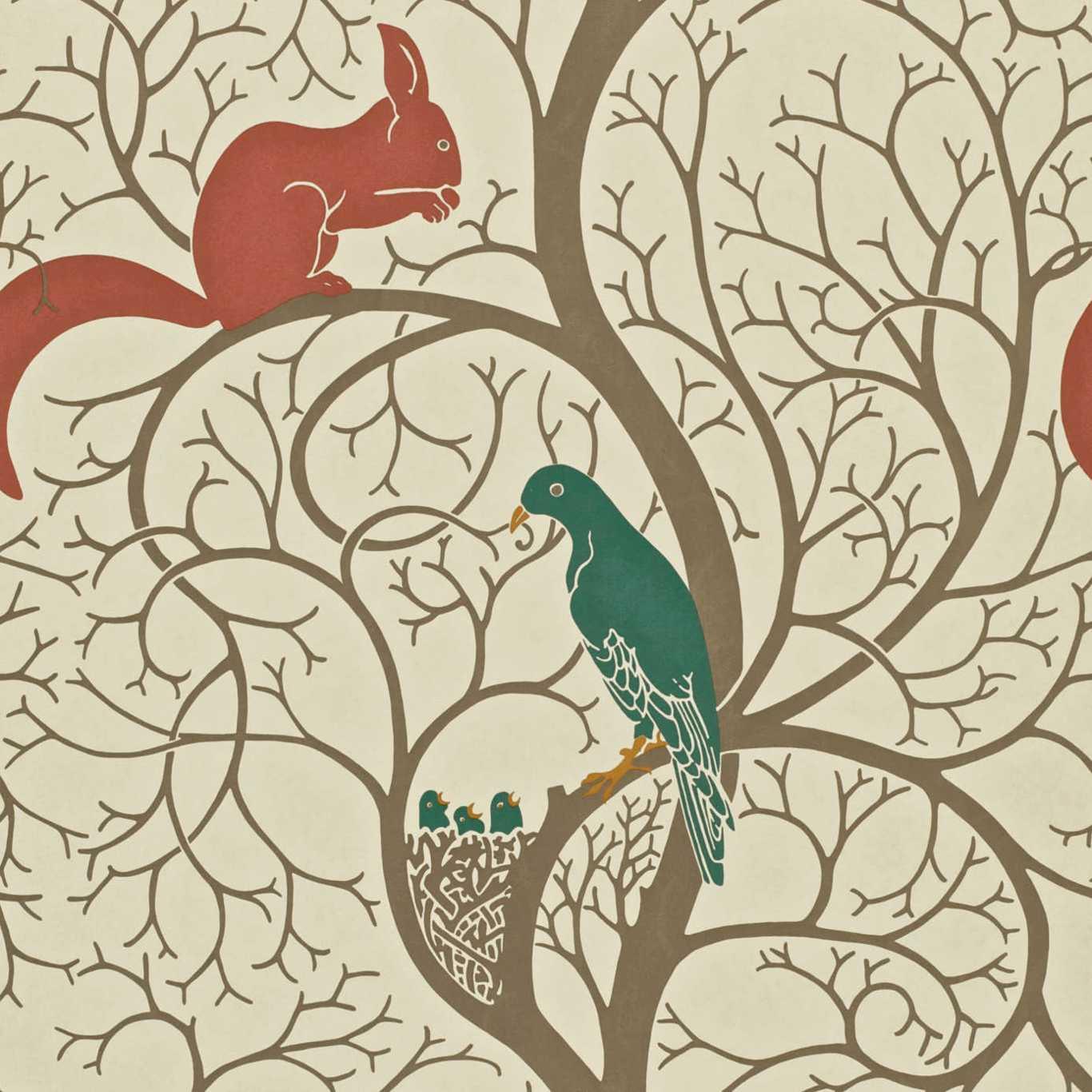 Carta da Parati Sanderson Squirrel & Dove - Brand_Sanderson, Fantasia_Fantasia - Carte da parati - Sanderson