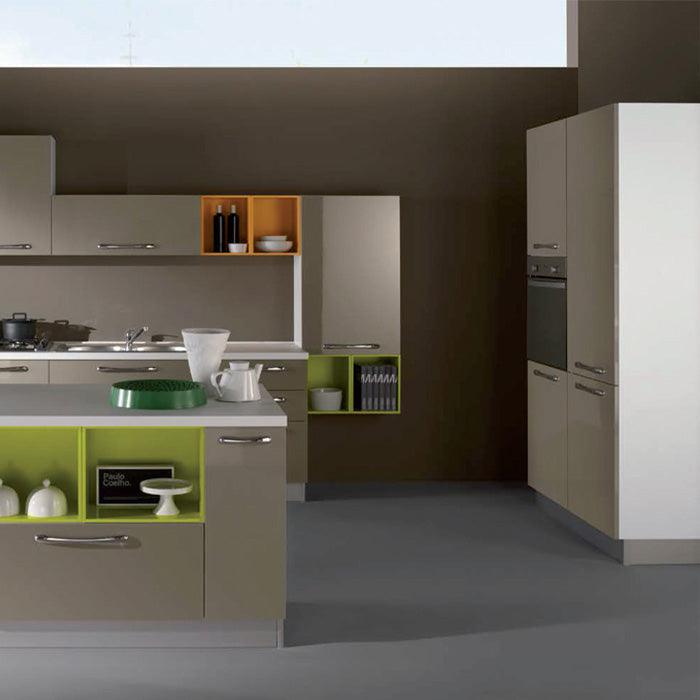Kitchen Etienne 330 + 120 + 150 by Arredamento Italia - Netcucine, Stile_Moderno, Tipologia_Cucina con isola, Tipologia_Cucina lineare con armadiatura a colonne - Cucine - Arredamento Italia