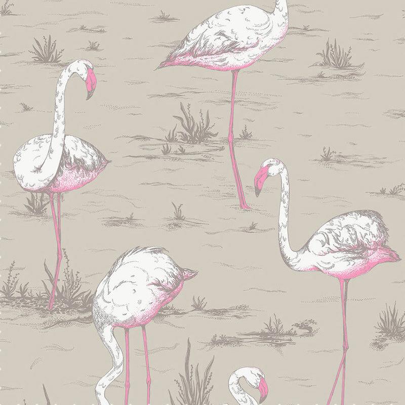 Tessuto Cole & Son Flamingos Linen Union - Brand_Cole&Son, Fantasia_Natura, Uso_Rivestimento cuscini, Uso_Rivestimento poltrone, Uso_Tende - Tessuti - Cole&Son